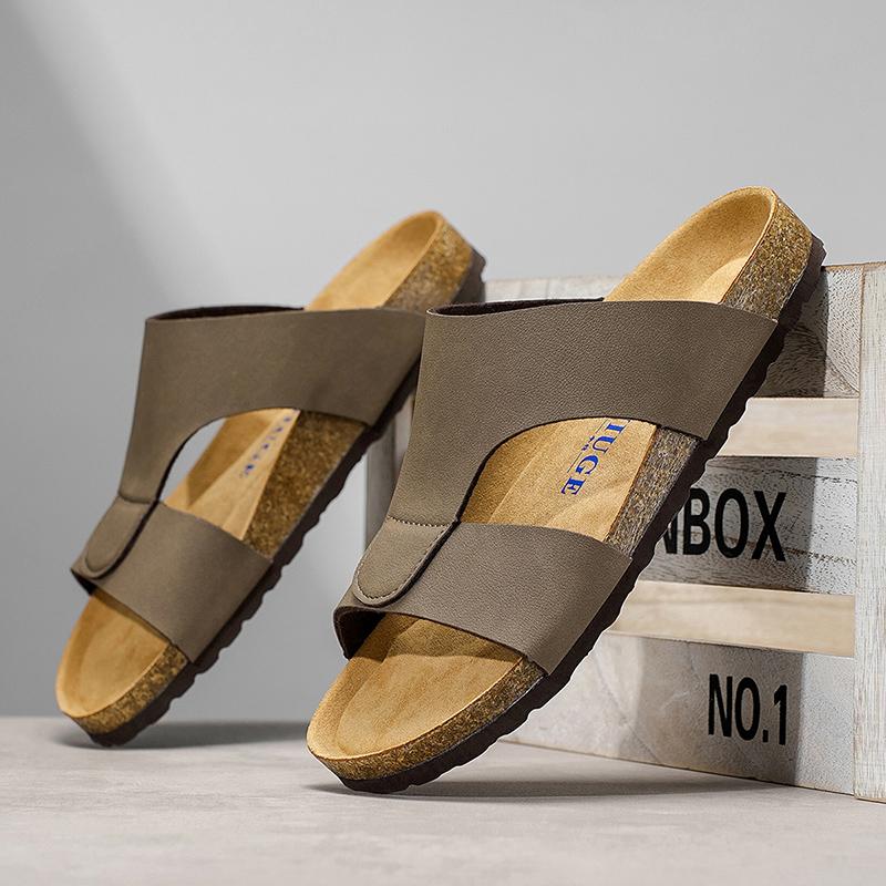 Fashion Outdoor Men's Summer Slippers Cork Clog Half Drag Outdoor Antiskid Male Slides Leisure Walk Flip-flops New Arrival Man Sandals