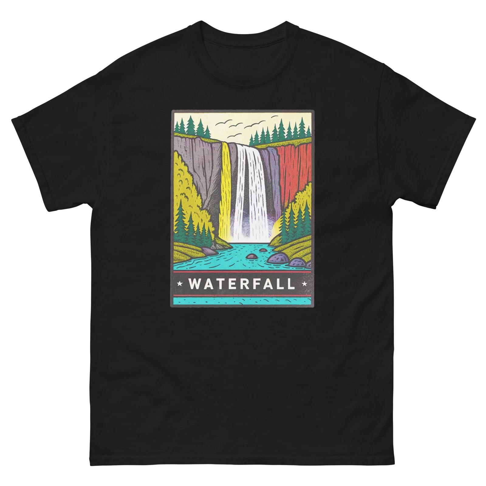 Футболка с принтом «Водопад Географический Ландшафт Местоположение Пейзаж» L