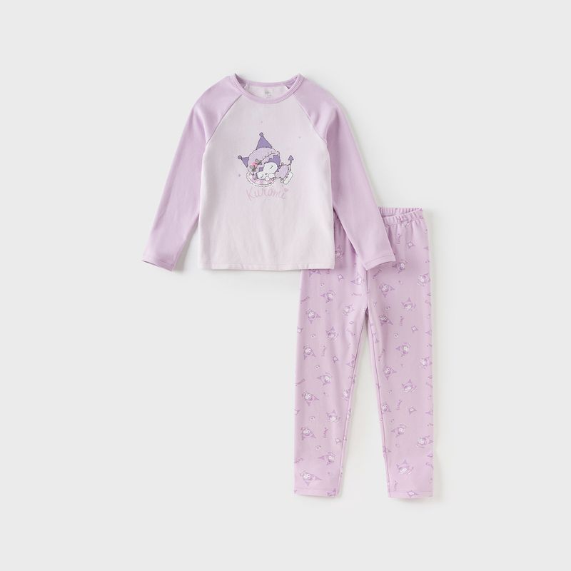 Kuromi Collaboration with David Bella Girls  Underwear Set Children s Thermal Underwear Antibacterial Pajamas Loungewear Clothing Dream Purple [Ready Stock] 90