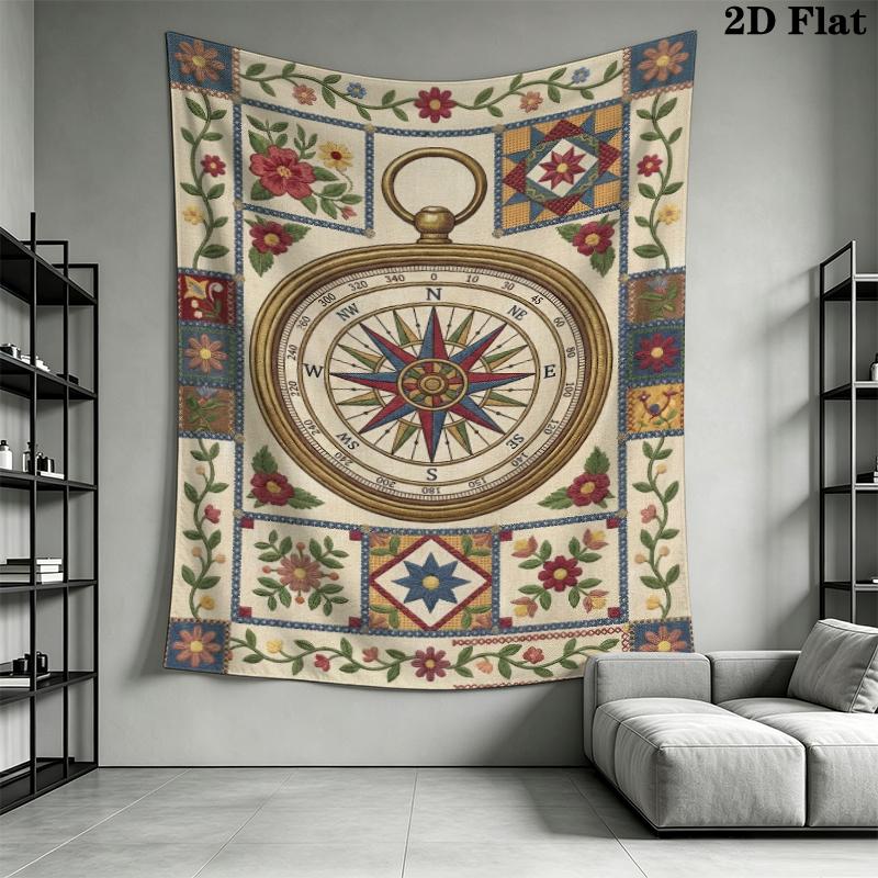 Compass Wall Tapestry Aesthetic Wall Hanging Printed Fabric Blanket Decorative Tapestries for Bedroom Living Room Home Decor