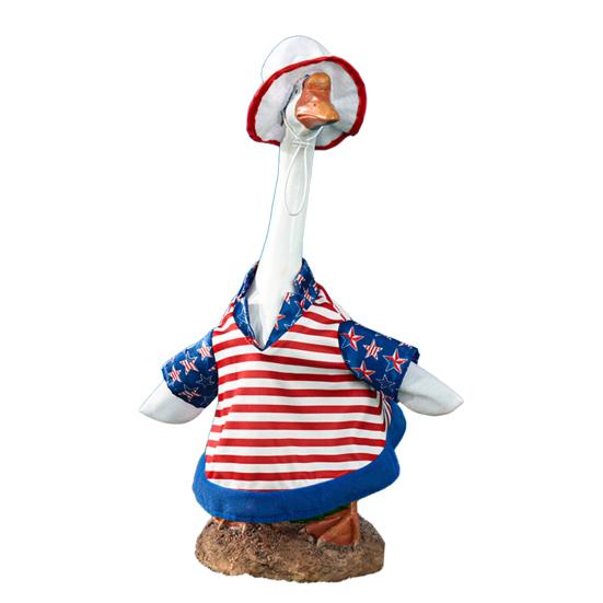 4th of July Porch Goose Outfit Independence Day Red White Blue Patriotic Goose Costume for 20"/27" Goose Statue