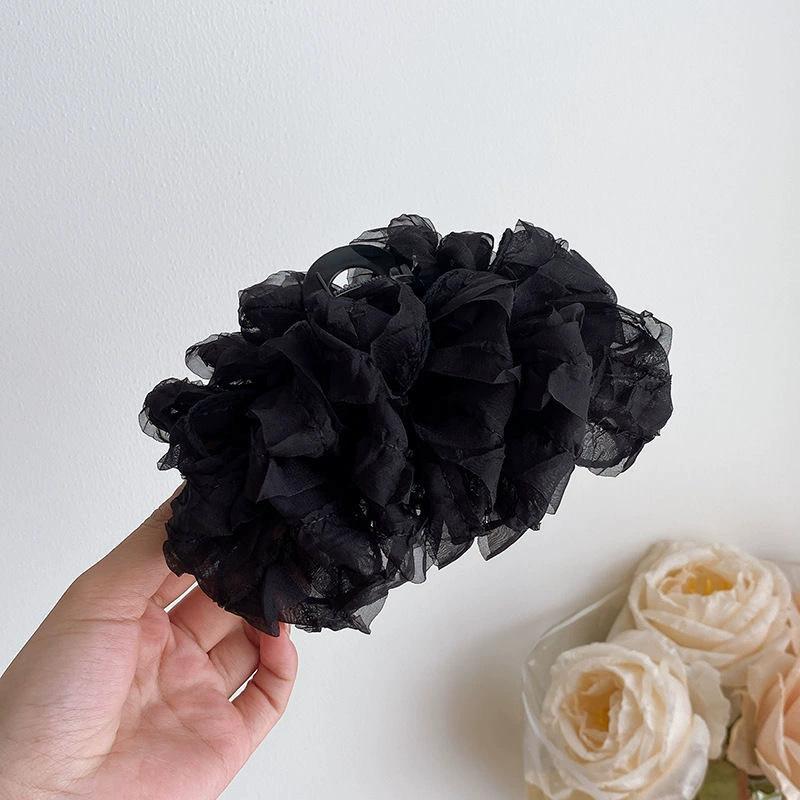 Sweet Mesh Tulle Big Bow Hair Claw Clips for Women Solid Colours Elegant Bowknot Ponytail Clip New Headdress Accessories