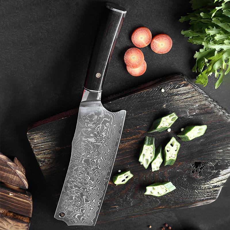 7 Inch Nakiri Knife 67-layers Damascus VG10 Steel Blade Ebony Handle Sharp Chef Slicing Cleaver Meat Japanese Kitchen Knives