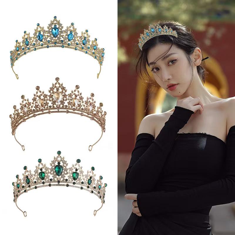 Baroque Rhinestone Bride Crown: Colorful Alloy Headband for Wedding and Evening Gown Accessories