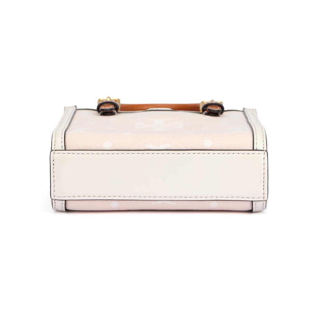 Tory Burch T Monogram Double T Logo Print Magnetic Closure Fabric With Leather Tote Bag Women tote bags Light-Pink 152428-650