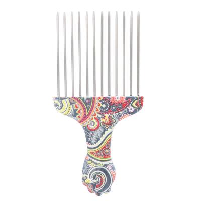 Hair Pick Comb Professional Afro Stainless Steel Detangle Hair Pick Comb for Curly Hair StylingK4