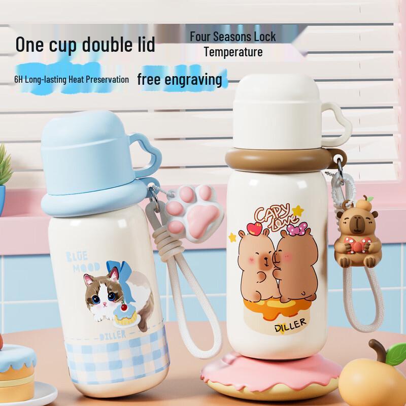 Diller Kids 316L Stainless Steel Insulated Straw Water Bottle