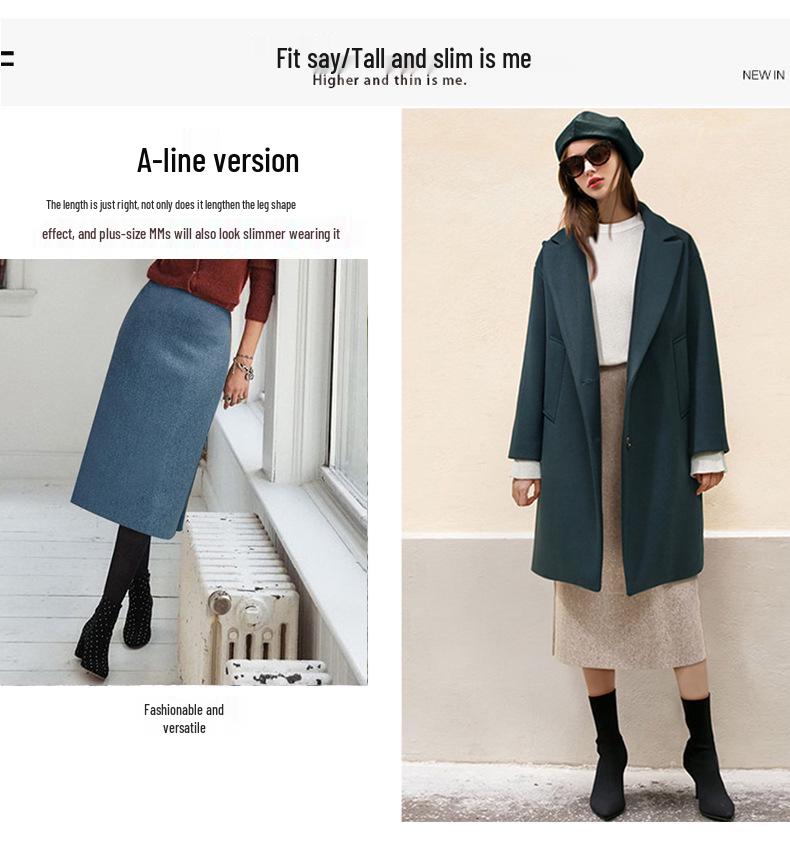Women's High-Waisted Wool Midi Skirt - Retro A-Line for Autumn/Winter