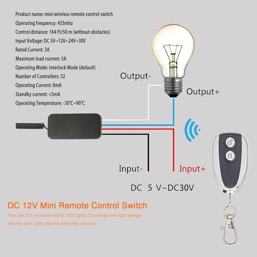 Пульт дистанционного управления DC 12V 5V/12V/24V/30V 5A Реле для Света