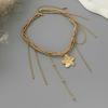 European and American Fashion Metal Flower Pendant Tassel Necklace for Women Sweet Cool Ins Rice Beads Wrapped Around Clavicle Chain