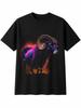 Tattoo Ram Glowing Mens T-Shirt Wildlife Black 100% Cotton Printed Nature