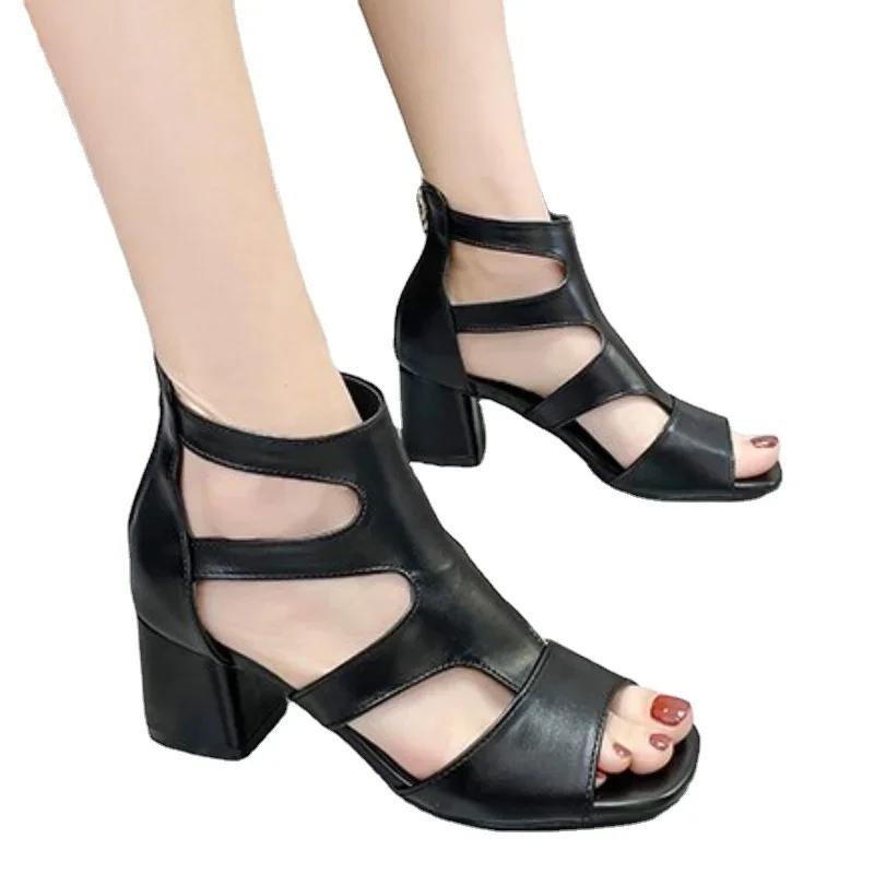 Bequeme Mode Schuhe Frauen Sandalen High Heels Sommer Süße Mode Hochzeit Schuhe Weiß und Schwarz Handmade