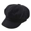 Retro Autumn Winter Women Girl Faux Wool Solid Color Peaked Cap Flat Hat Berets