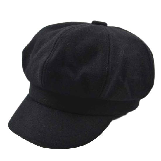 Retro Autumn Winter Women Girl Faux Wool Solid Color Peaked Cap Flat Hat Berets