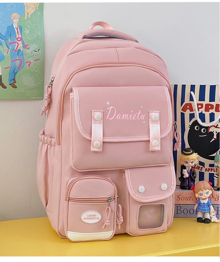 School bag summer new academic style cute large capacity school bag casual versatile backpack simple lightweight sweet backpack