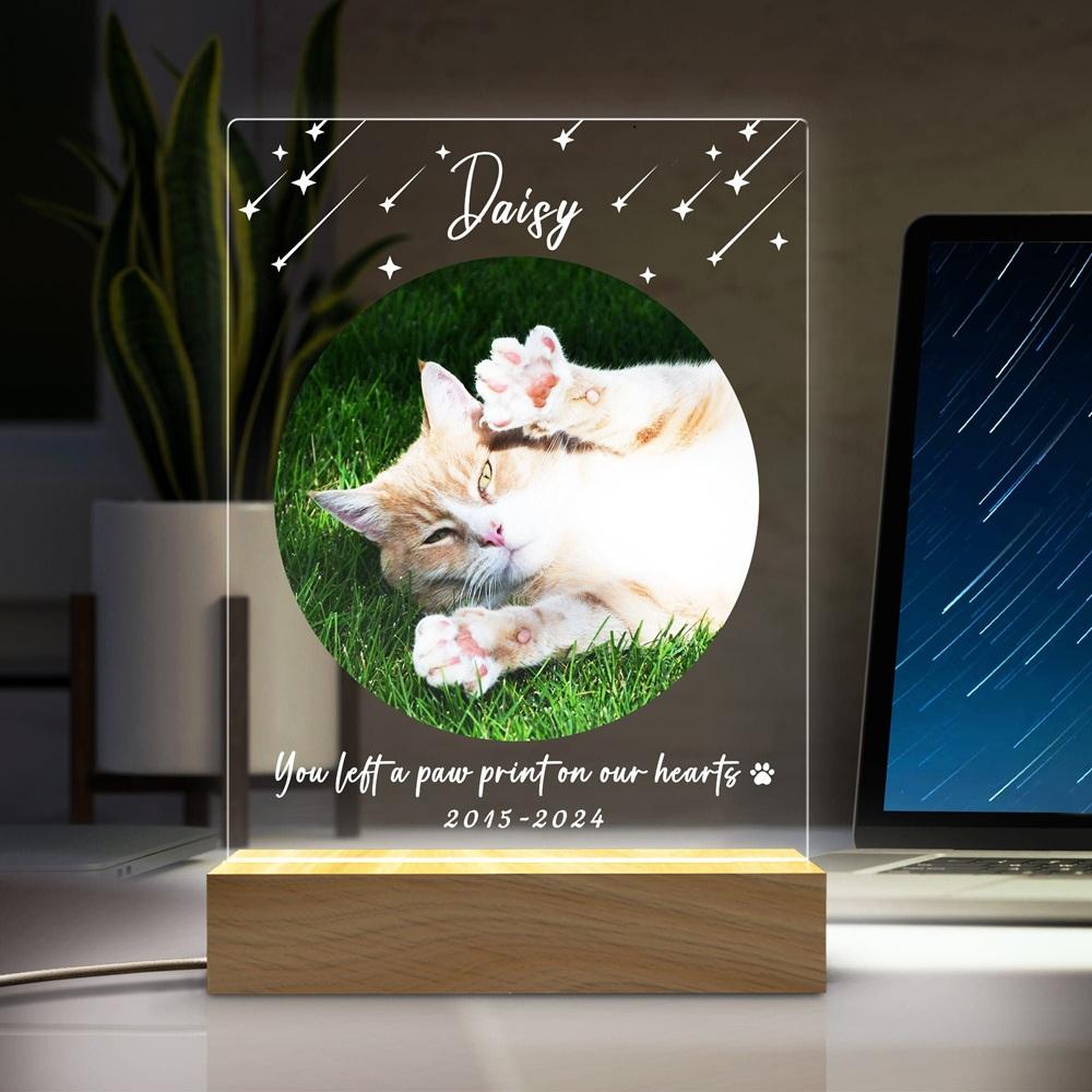 Pet Memorial Gift Custom Pet Photo Plaque Christmas Personalized Frame Sympathy Gift For Cat Dog Pet Loss Christmas Gift