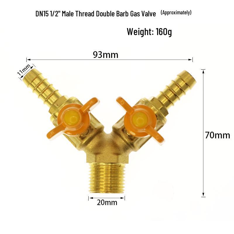 Thickened Brass 4-Point Ball Valve for Natural Gas with Male/Female & Three-Way Tee Valve.