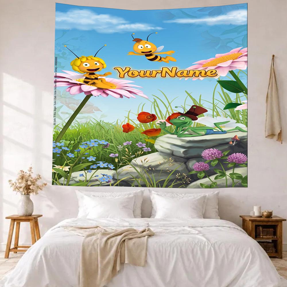 Biene Maja Custom Your Name Wall Decor Tapestry Art For Pet Memorial Birthdaywedding Party Backdrop Family Gift