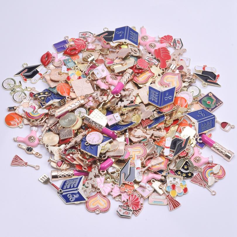 Bedeltjes Oil Drop Bowknot Heart Metal Charms For Jewelry Making Supplies Charms Wholesale Bulk 10/20/30/40pcs/Lot DIY Materials