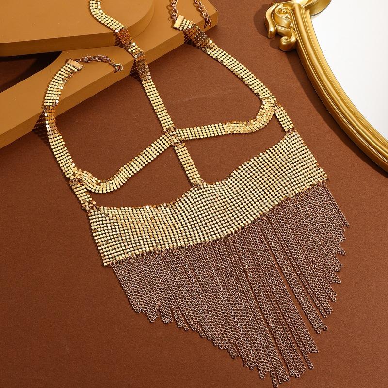 Meier Nightclub Stage Party Performance Chain Tassel Mask Fashionsexy Glossy Surface Chain