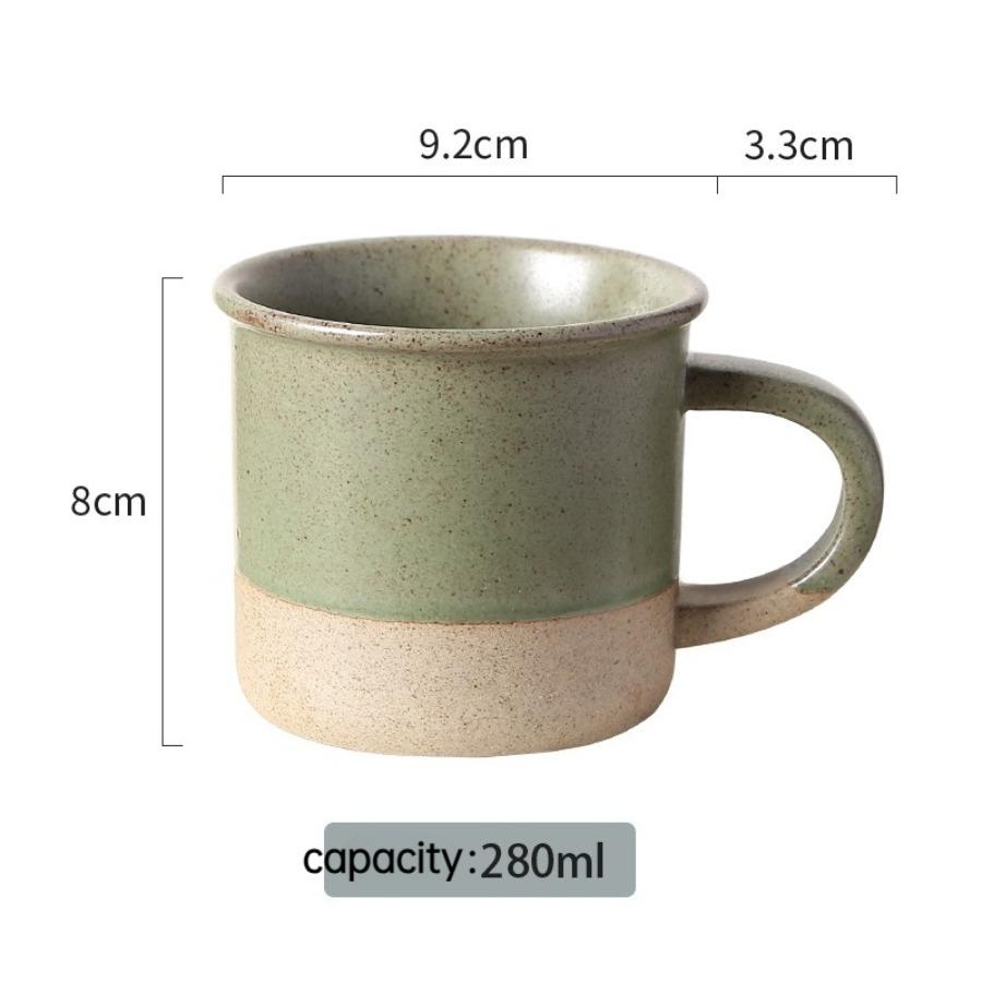 Vintage Coarse Pottery Coffee Cup Ceramic Mug Simple Sesame Glaze Pottery Clay Multifunctional Breakfast Oat Cup Kitchen Utensil 280ml