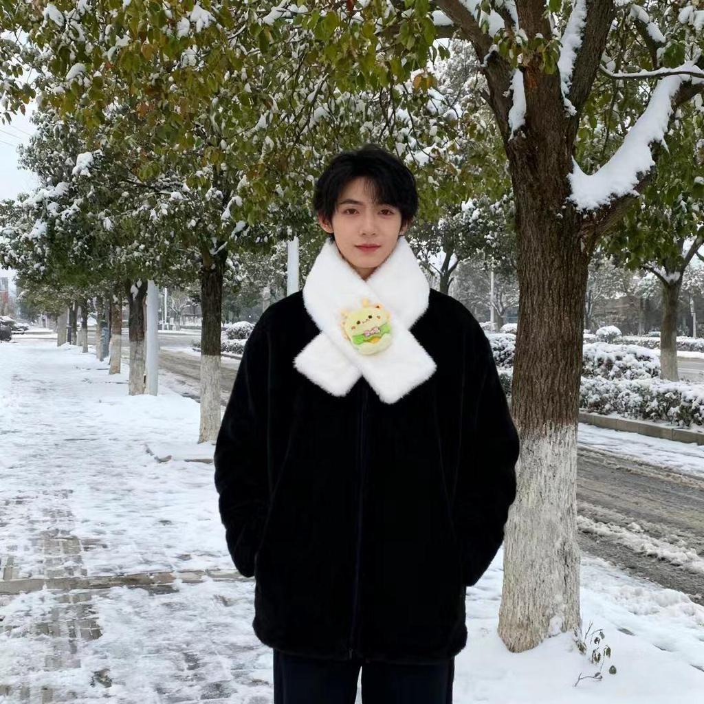 Children's Cartoon Panda Plush Scarf - Warm, Windproof Neck Gaiter for Autumn/Winter Boys & Girls.
