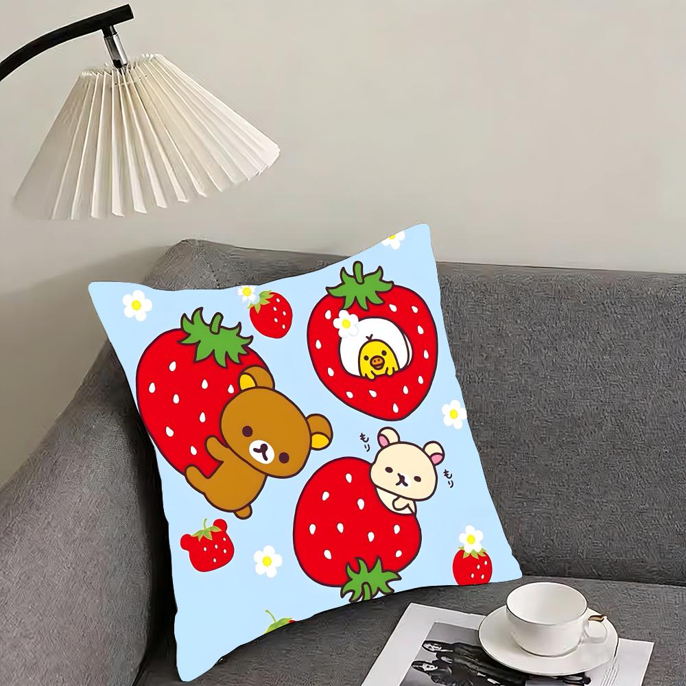 RRilakkuma Cartoon Cushion Cover Pillowcase Ultra Soft Skin Friendly Fabric Cloud Like Comfort  Concealed Zipper