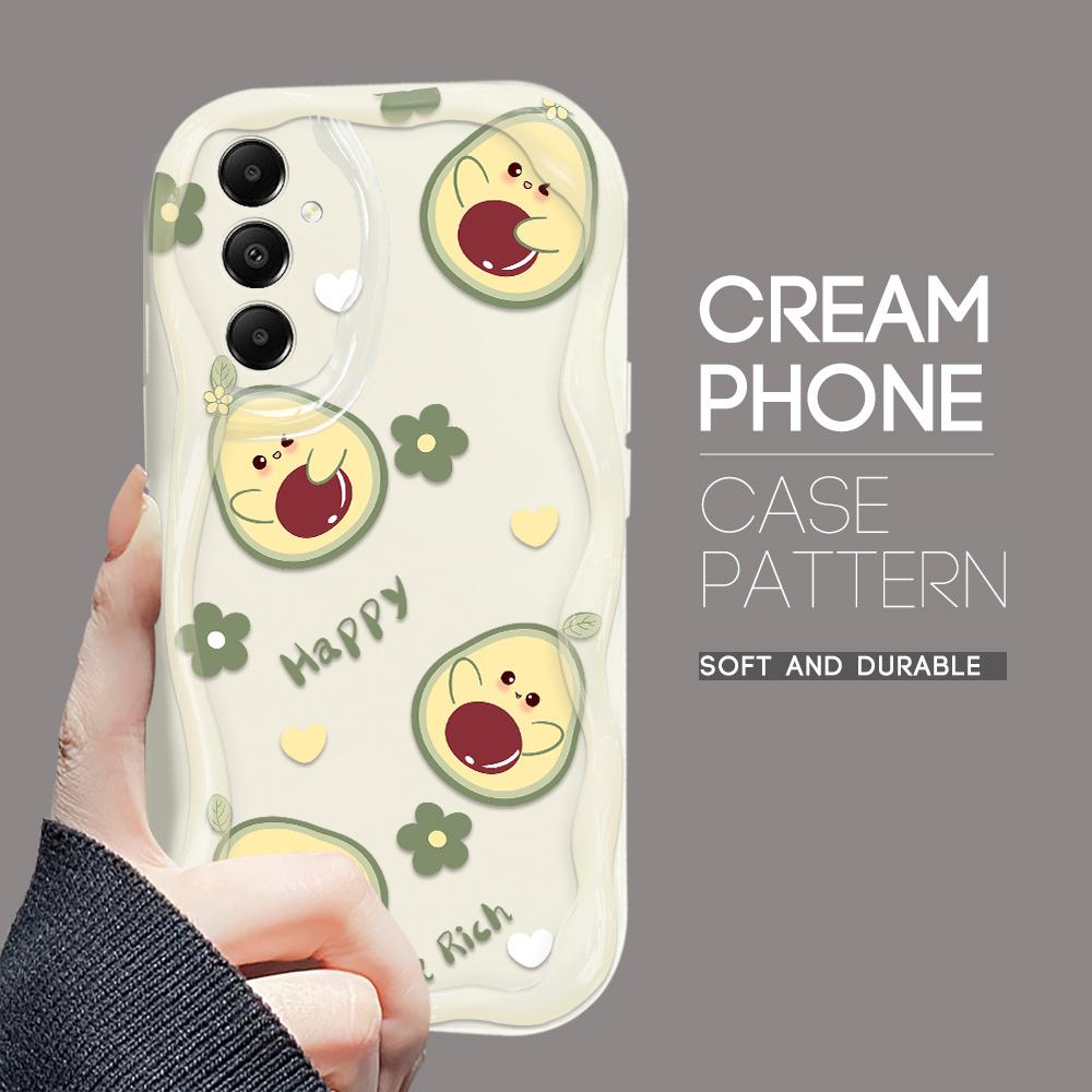 

Милый мультяшный узор, кремовая текстура, мягкий силиконовый чехол с волнистыми краями, чехол для телефона Samsung Samsung A15 5G белый