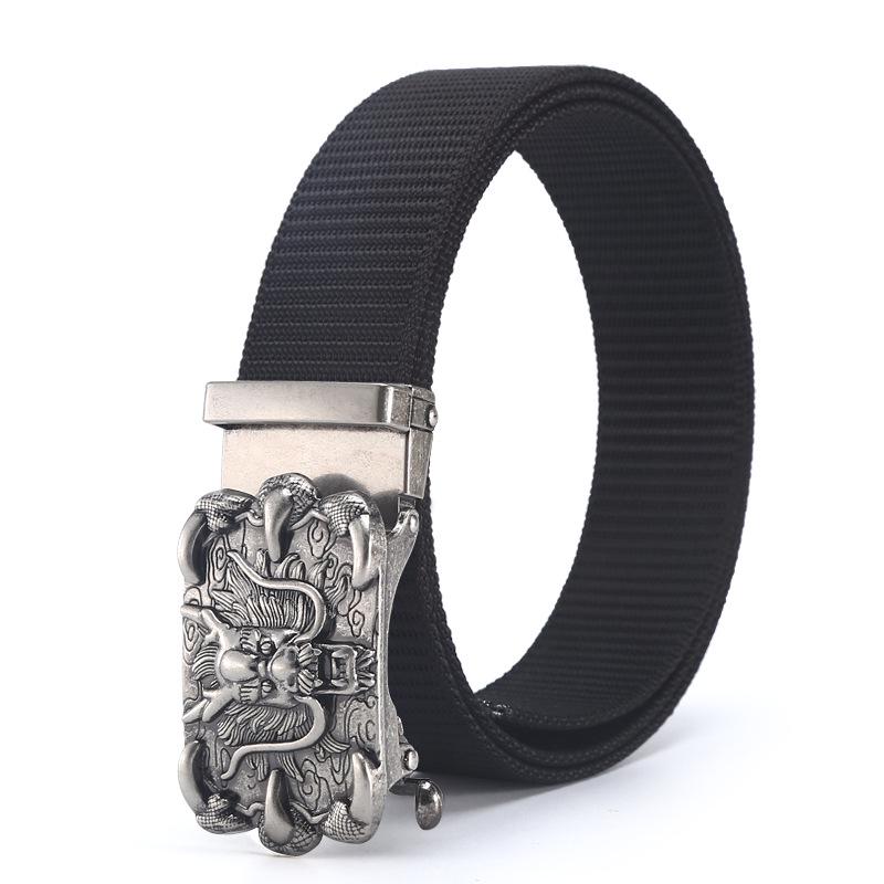 Men's Nylon Outdoor Sports Belt with Bronze and Automatic Alloy Buckles