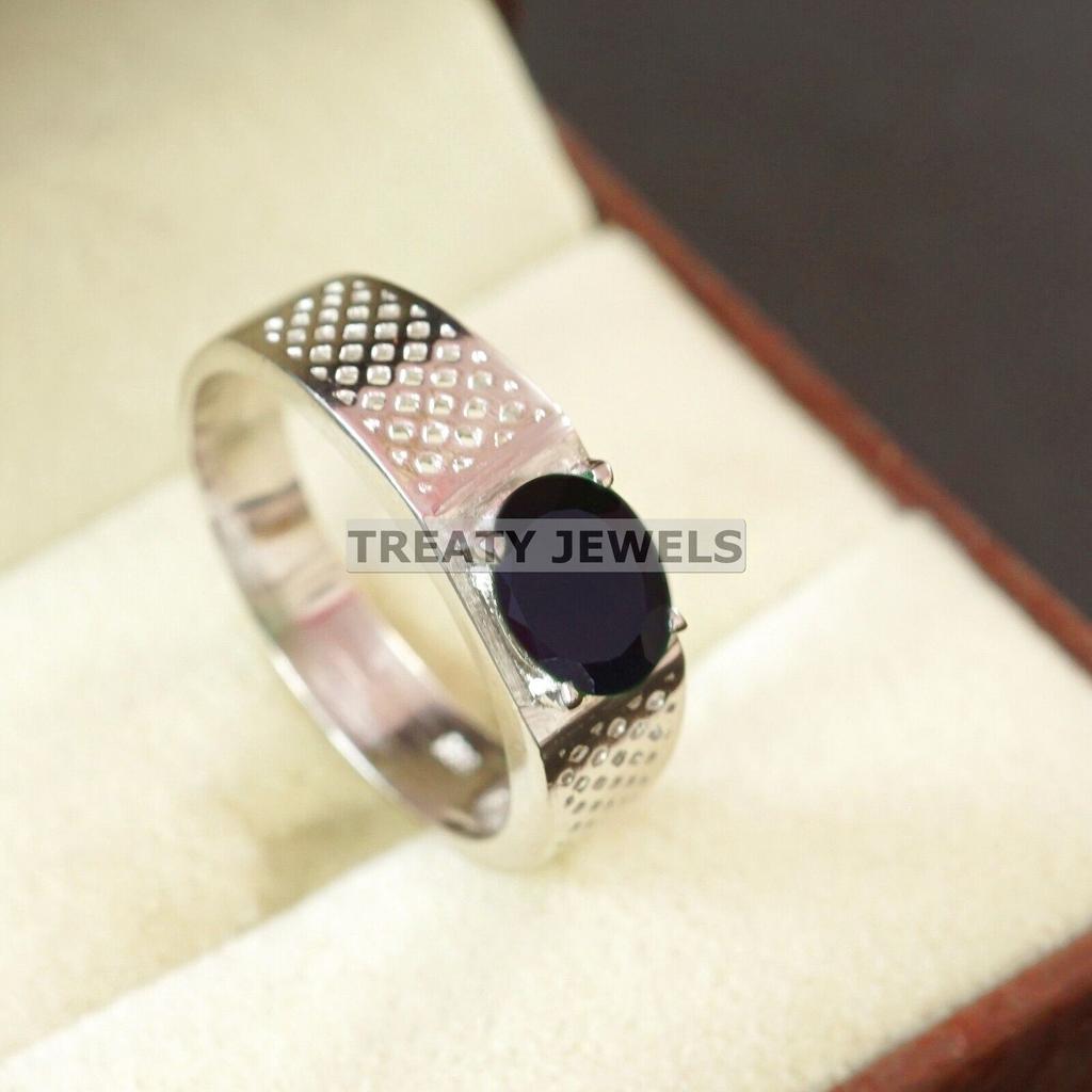 Black Onyx Oval Cut Gemstone With 925 Sterling Silver Ring For Men's #A813 JL375666901783