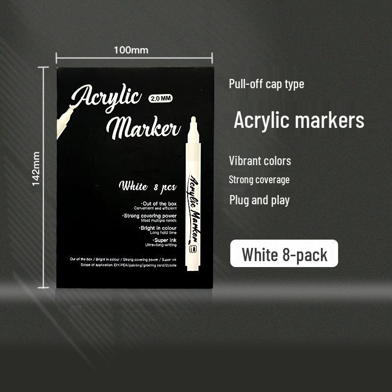 Monochrome Highlight Waterproof Marker Pens - Gold, Silver, White, Stackable, Acrylic Art Supplies for Students