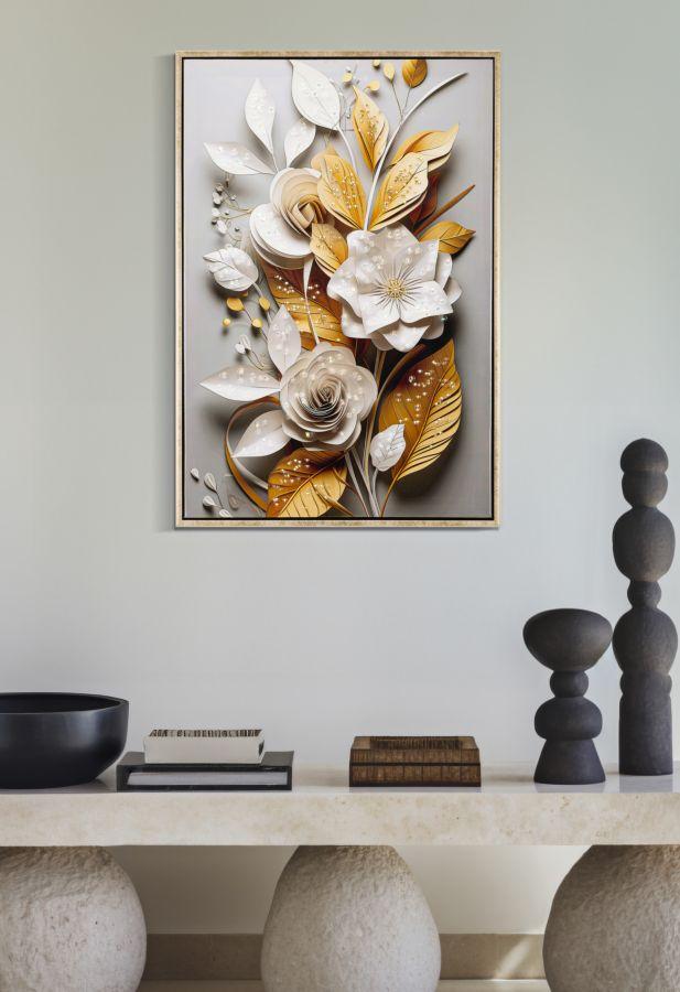 Lackiertes Wandbild mit Rahmen Flora M 42X3,5X62