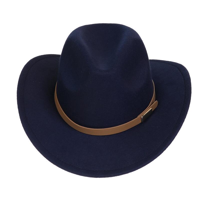 Western Cowboy Top Hat Spring And Autumn New Jazz Hat Big Brim Pentagram Belt Accessories Felt Hat Men And Women