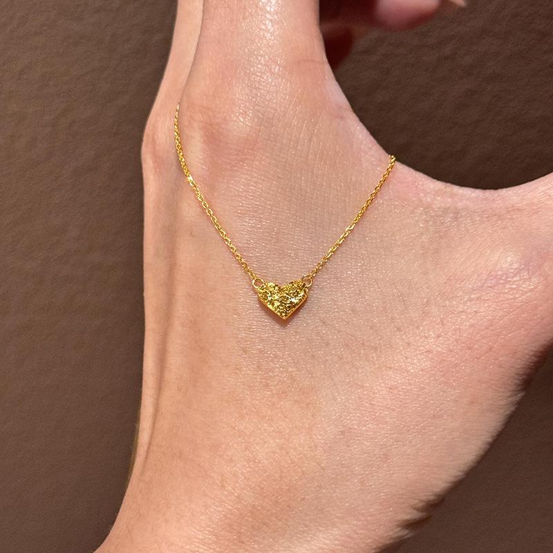 Gold Color Heart Pendant Necklace For Women Simple Clavicle Chain Choker Jewelry Gifts Wholesale