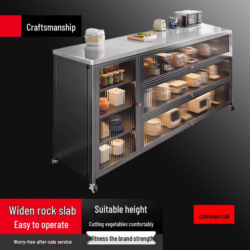 

Modern Double-Door Storage Cabinet with Rock Slab Top