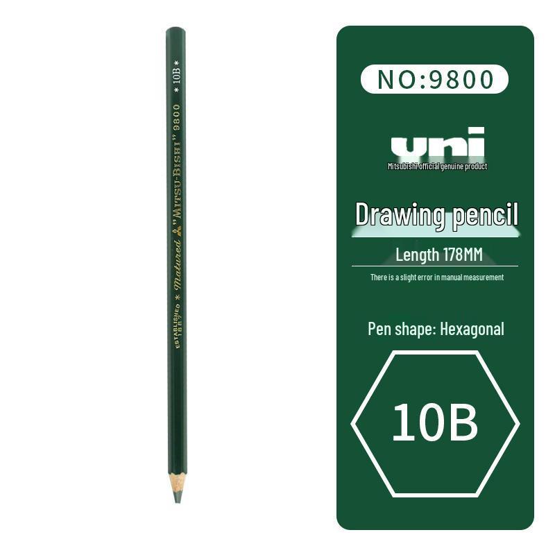 

UNI Mitsubishi 9800 Sketching Pencil - Black Graphite, Hexagonal Design for Students and Artists H-10B
