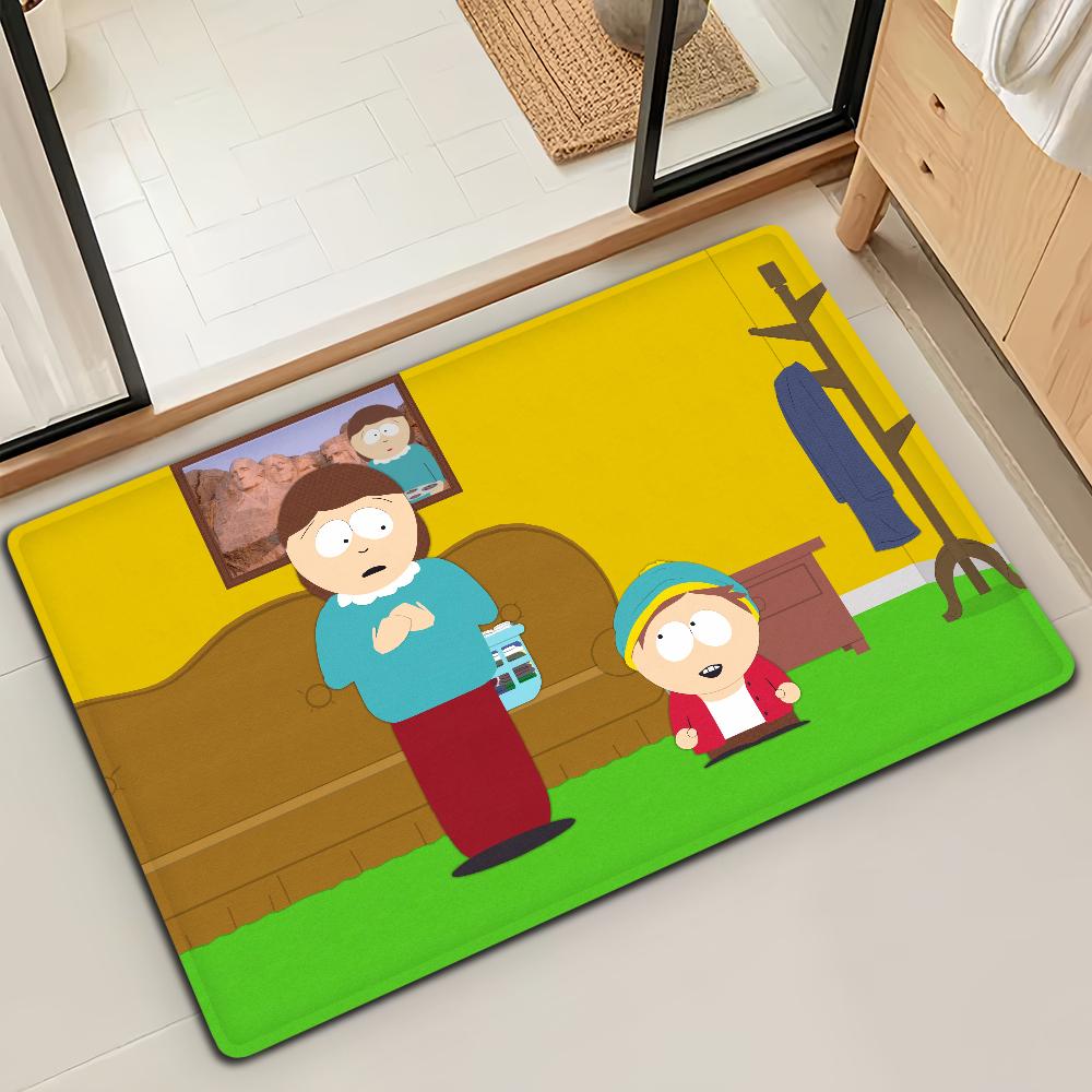 Cartoon S-SOUTH PARK Funny Door Mat Bath Microfiber Decorative Versatile Flannel Floor Mat Quick Dry Absorbent Non-slip Sole