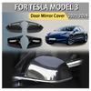 Car Decoration Car Rearview Accessories Bull-Horn Door Mirror Cover For Tesla Model 3    2024 Car Styling