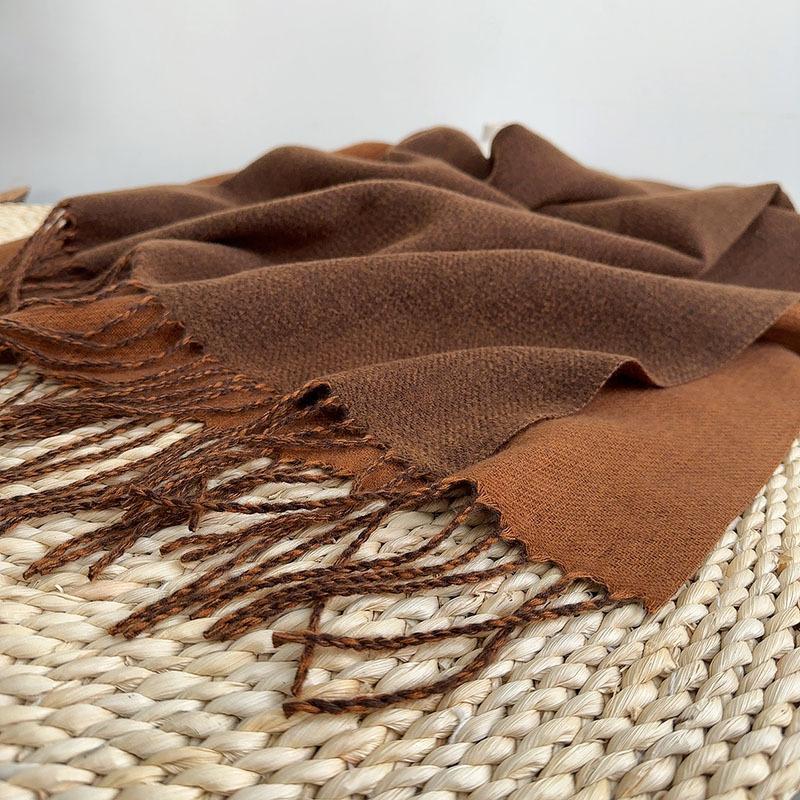 Winter Scarf Women Luxury Autumn Winter Double Sided Scarf Thicken Warm Shawl Classic Tassels Scarf Solid Color Soft Shawl