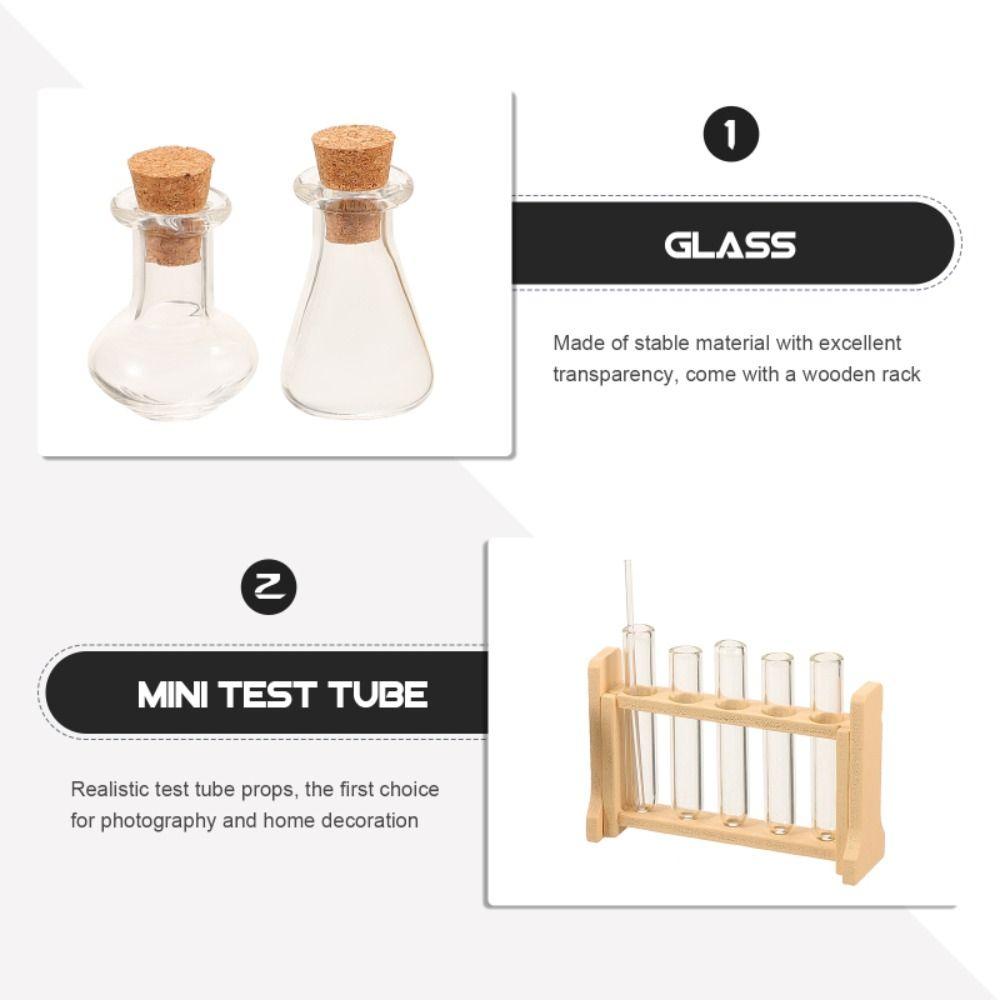 Measuring Cup Simulated Glass Test Tube With Wooden Rack Miniature Measuring Cup Kids Gift