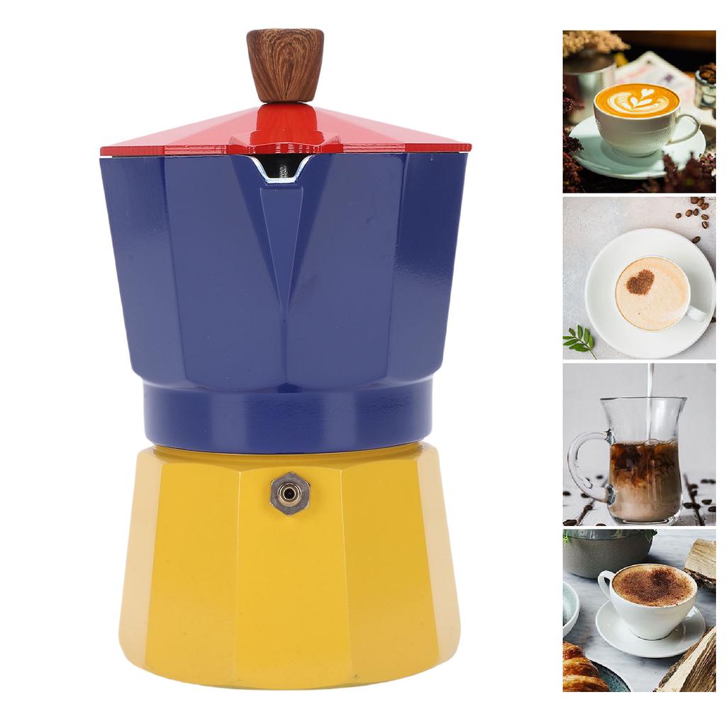 Italian Coffee Maker 150ml 3 Cups Aluminum Single Valve Portable Stovetop Coffee Maker Pot for Cuban Cafe Home Brewing Camping