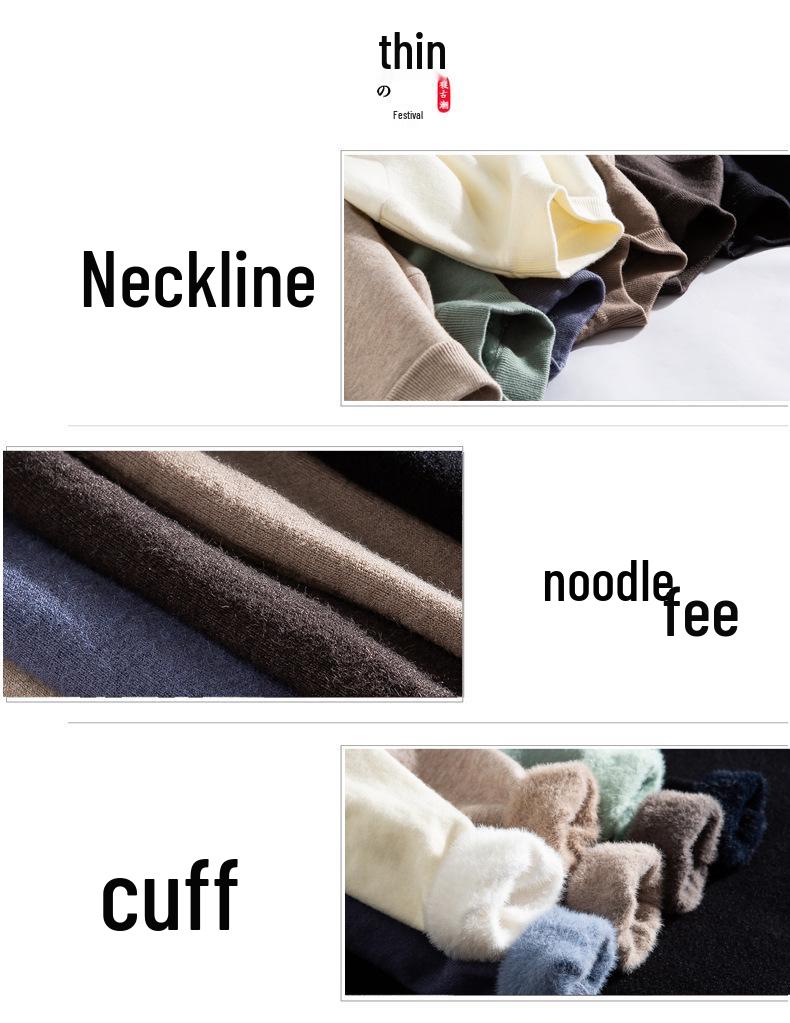 Men's Fleece-Lined Half-Neck Sweater - Warm, Skin-Friendly, Multi-Color Knitwear, Perfect Base Layer