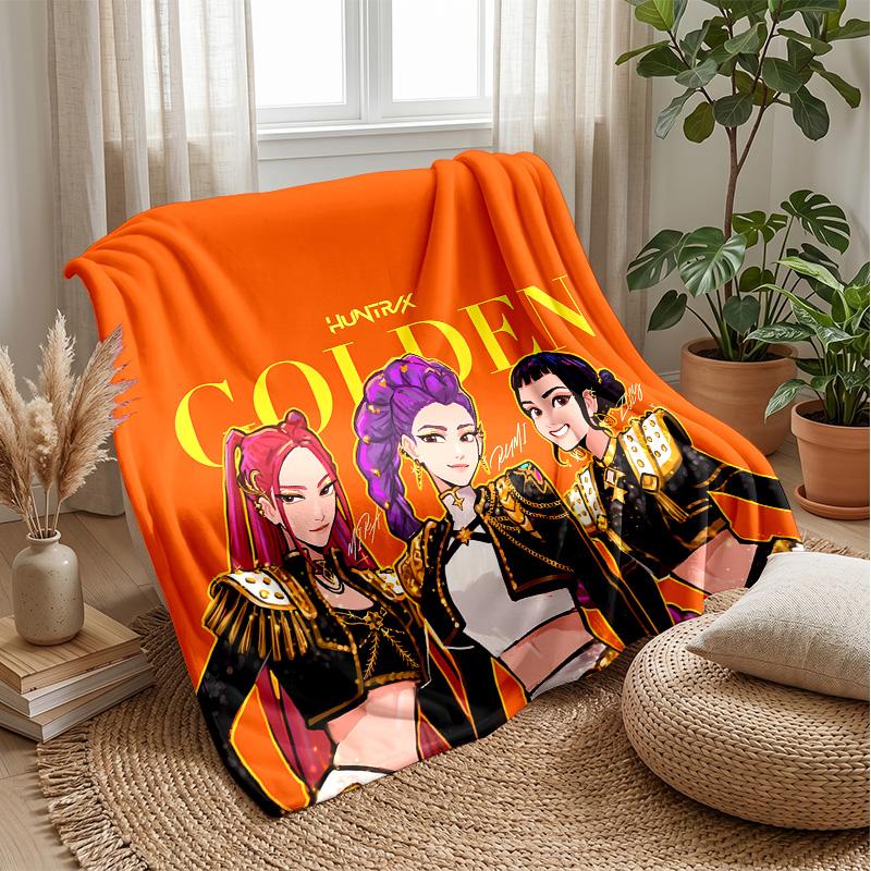Coperta Morbida Calda Leggera in Flanella Stampata Kpop Demon Hunters Coperta per Tutte le Stagioni per Divano Letto Campeggio Decorazione Casa Regalo di Festa