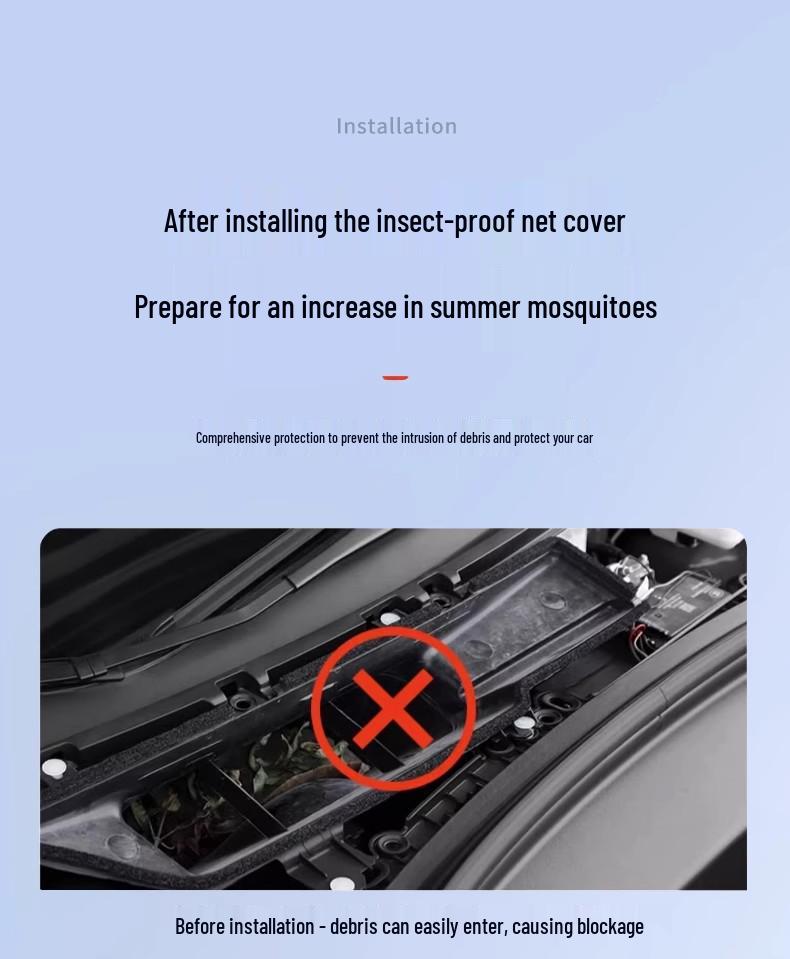 Tesla Model 3/Y Refresh AC Inlopp/Utlopp Insektsäkert Filterskydd