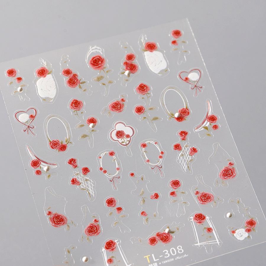 

Ферритовый Красный Роза Плоский Задник TL-308 Клейкие Украшения для Нейл-арта