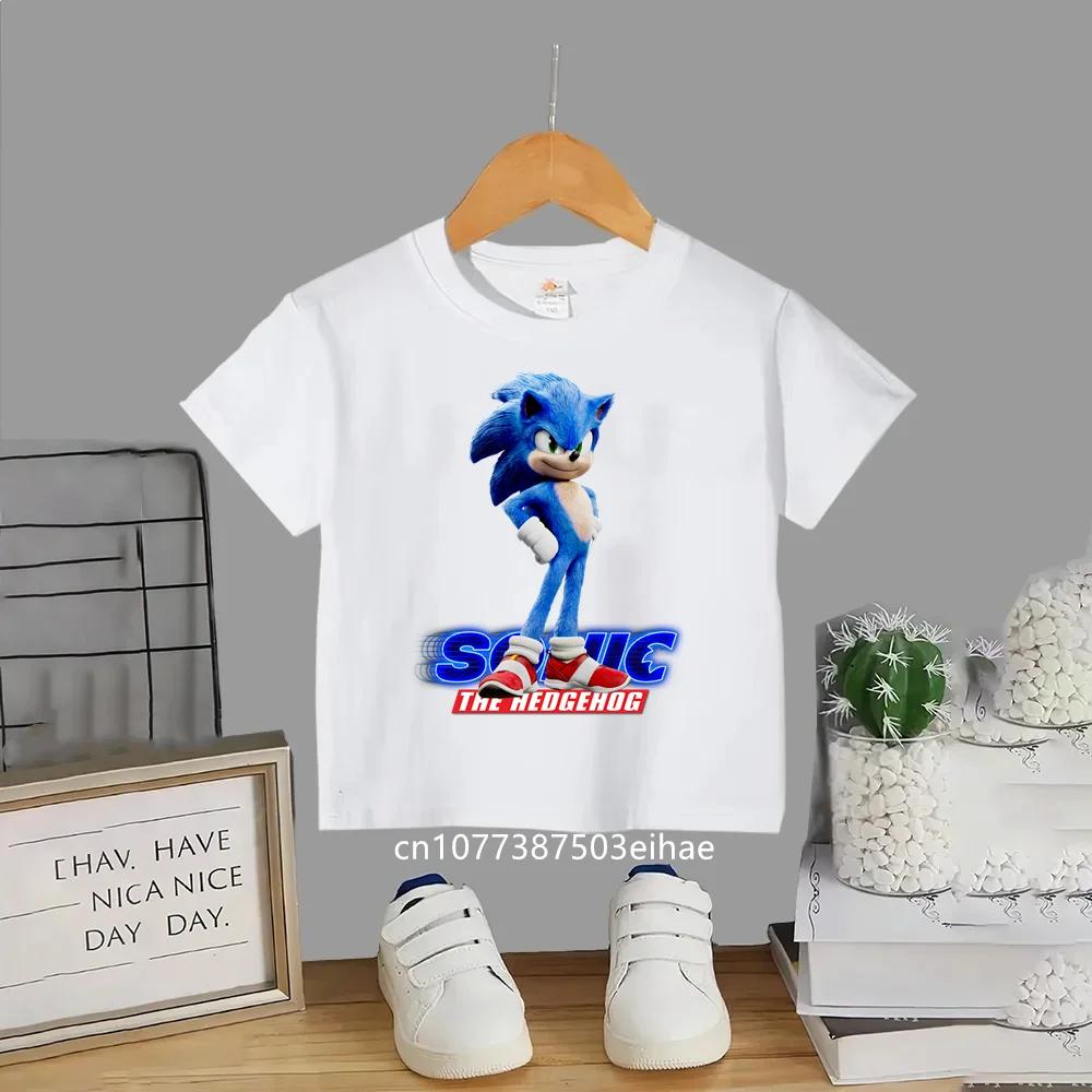 Sonic Popular Anime Merch Kids Round Neck Short Sleeve T Shirt Summer Casual Fashion Comfortable Breathable Daily Wear