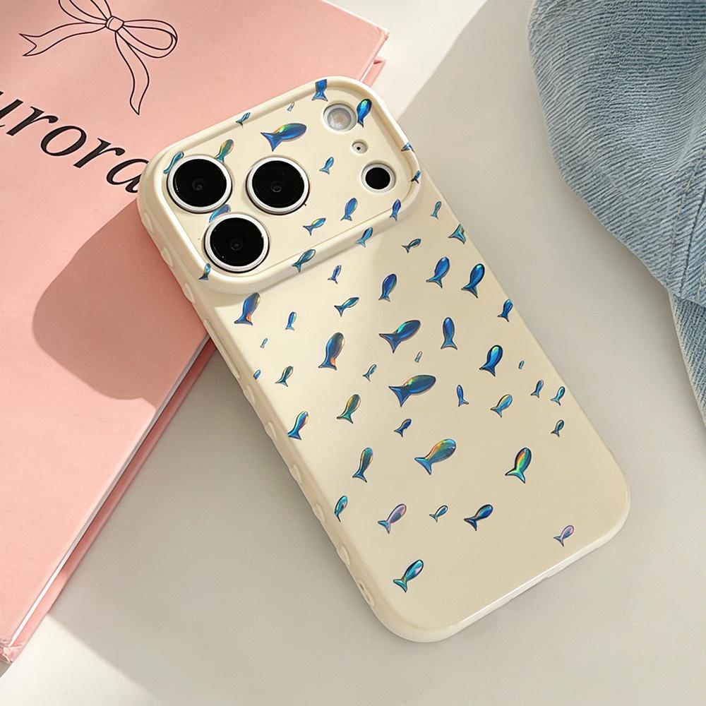 Faint Blue Fish School Is Suitable for iPhone17/17Pro Mobile Phone Case, Anti-drop Apple 16/15 Protective Case 14 New Women
