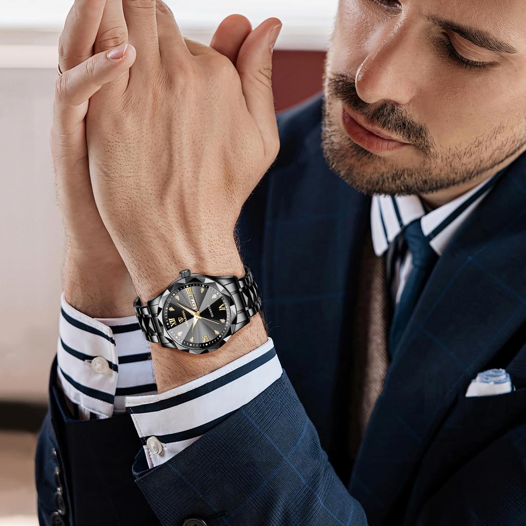 Watch Fashion Casual Business Multifunction Chronograph Stainless Steel Waterproof Date Display Silver Blue Black Analog Quartz Watch Men's -