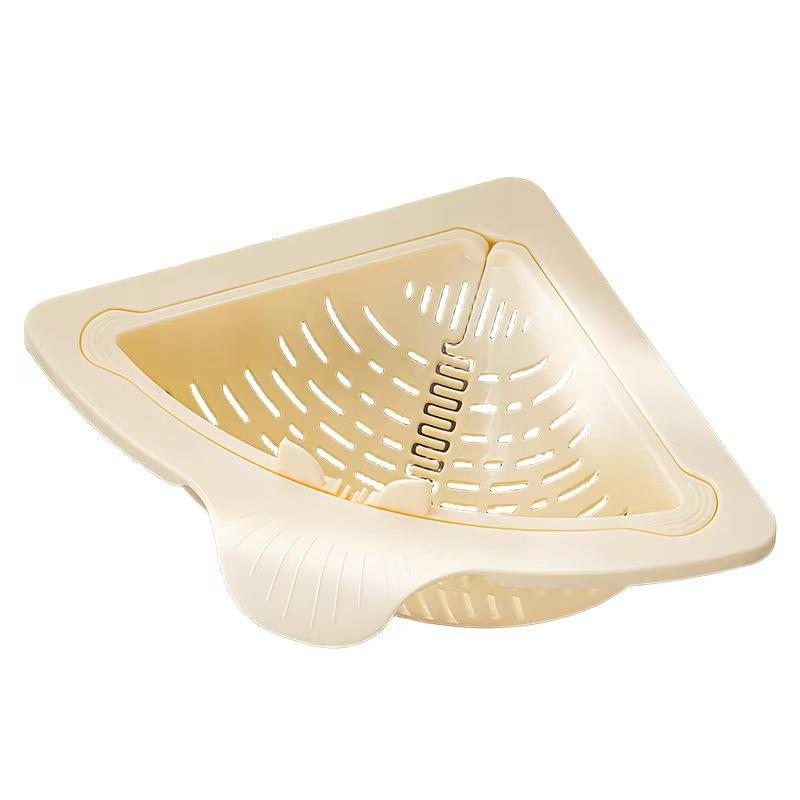 Triangular Draining Basket for Sink Magnetic Corner Sink Strainer with Twist-Open Bottom Kitchen Filter Rack Sink Corner Rack