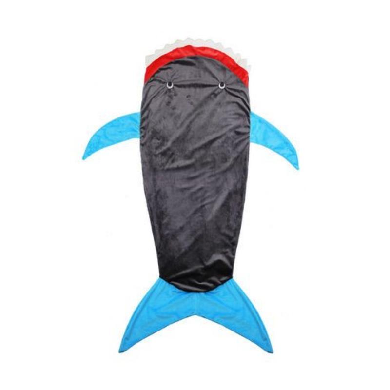Children Shark Sleeping Bag Ultra-soft Fluffy Flannel Fishtail Blankets Kids Boys Girls Wearable Sleepsack Cozy Fluffy Sleep Bag